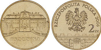 Польша 2 злотых 2006 MW, серия польские города, Пщина (Pszczyna) KM 549 нордик UNC 4676-356