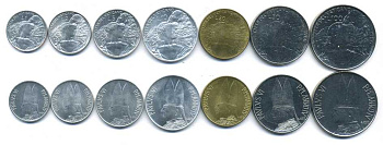 Ватикан набор из 7 монет 1966 Павел VI (1963-1978), шепард (пастух) KM 84, 85, 86, 87, 88, 89, 90   UNC  N4-01