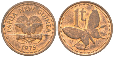Папуа-Новая Гвинея 1 тойя 1975 KM 1 бронза UNC 4611-562