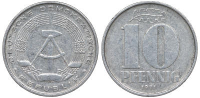 ГДР 10 пфеннигов 1971 А KM 10 алюминий 62-831