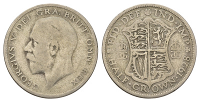 Великобритания 1/2 кроны 1928 Георг V (1910-1936) KM 835, Spink 4037 серебро 4672-331