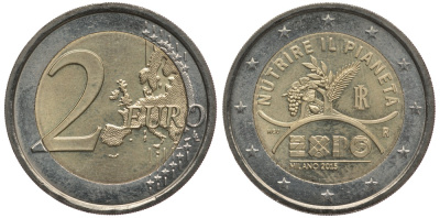 Италия 2 евро 2015 ЭКСПО 2015, Милан KM 380 биметалл 4384-145