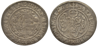 Саксония 1/24 талера 1624 SWAN, Иоганн Георг I (1615-1656) KM 71 серебро    413-5525