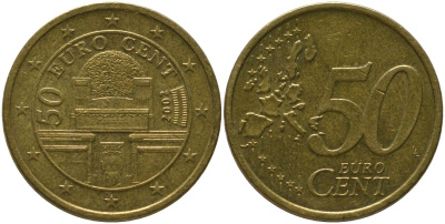 Австрия 50 евроцентов 2002 Венский сецессион KM 3087 нордик 4573-847
