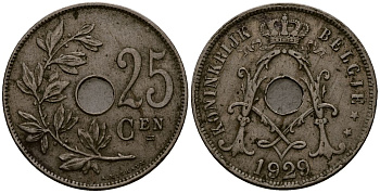 Бельгия 25 сантимов 1929 Belgie, Альберт I (1909-1934) KM 69 медно-никель 4403-725