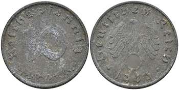 Германия 10 рейхспфеннигов 1943 A KM 101, J.371 цинк 4151-239