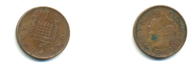 Великобритания 1 пенни 2002 Елизавета II (1952-2022) KM 986, Spink 4710 (B5) сталь плакированная медью 80-1036