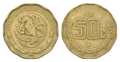 Мексика 50 сентаво 1992 KM 549 алюминиевая бронза 4664-761
