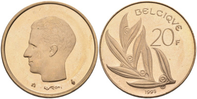 Бельгия 20 франков 1993 Belgique KM 159 никель бронза UNC 189-932