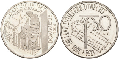 Нидерланды 1 dommetje 2004 серия 750 лет Утрехту, монах, собор (DAN ZIE IK HET OUWE GRAGGIE) медно-никель UNC 4574-1022