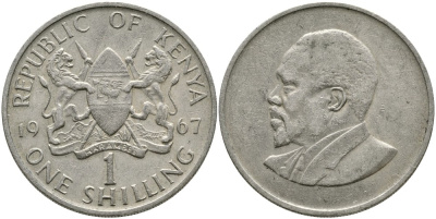 Кения 1 шиллинг 1967 Джомо Кениата KM 5 медно-никель 4529-957