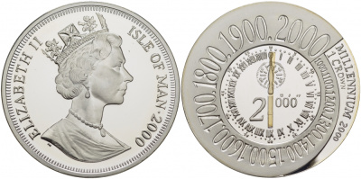 Остров Мэн 1 крона 2000 миллениум, отсчет KM 1051 серебро PROOF 04-093-43