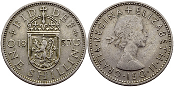 Великобритания 1 шиллинг 1957 Елизавета II (1952-2022), Шотландский герб KM 905, Spink 4148 медно-никель 4681-1134