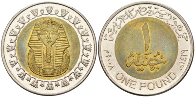 Египет 1 фунт 2008 KM 940а биметалл 4586-1016