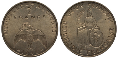 Французская Новая Каледония 2 франка 1948 PROBA, ESSAI KM E6 UNC 272-232