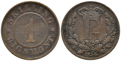ДАНИЯ 1 СКИЛЛИНГ РИГСМОНТ 1856 ФРЕДЕРИК VII (1848-1863) KM 763 (С135) бронза 28-1134