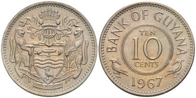 Гайана 10 центов 1967 KM 33 медно-никель 4154-143