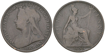 Великобритания 1 пенни 1897 Виктория (1837-1901) KM 790, Spink 3961 бронза 3460-1021