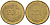 АНГЛИЯ 20 ПЕНСОВ ND TOKEN, ЖЕТОН ИГРОВОЙ желтый металл 4544-956