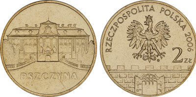 Польша 2 злотых 2006 MW, серия польские города, Пщина (Pszczyna) KM 549 нордик UNC 4676-355