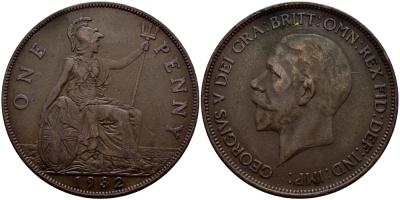 Великобритания 1 пенни 1932 Георг V (1910-1936) КМ 838, Spink 4055 бронза 4178-813