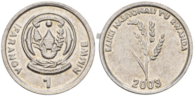 Руанда 1 франк 2003 KM 22 алюминий UNC 4181-1153