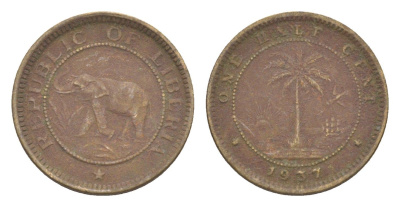 Либерия 1/2 цента 1937 KM 10 латунь 4614-843