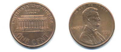 США 1 цент 1993 D, Авраам Линкольн KM 201b цинк плакированный медью 86-269