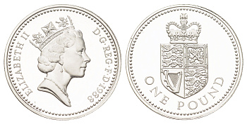 Великобритания 1 фунт 1988 Елизавета II (1952-2022) KM 954a, Spink J6 серебро PROOF 5-6-3-44