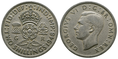 Великобритания 2 шиллинга (флорин) 1948 Георг VI (1936-1952) KM 865, Spink 4102 медно-никель 4381-1114