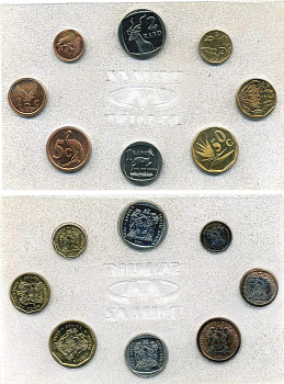 ЮАР государственный набор из 8 монет 1991 в запайке, тираж 15000 экз. KM MS 28   UNC  3-4-1-22