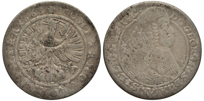 Силезия-Легница-Бжег 15 крейцеров 1663 Георг III (1639-1664) серебро 413-732
