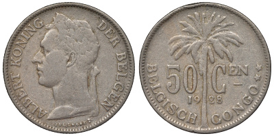 Бельгийское Конго 50 сантимов 1928 Belgen KM 23  медно-никель    4116-644