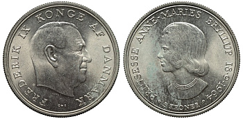 Дания 5 крон 1964 Принцесса Анна-Мария KM 854 серебро UNC 3460-821