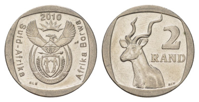 ЮАР 2 ранда 2010 KM 498 медь плакированная никелем UNC 4628-236