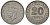 Британская Малайя 20 центов 1948 Георг VI (1937-1952) KM 9 медно-никель 4163-513