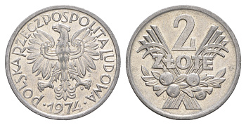 Польша 2 злотых 1974 MW KM 46, Parchimowicz 216h алюминий UNC 4626-731