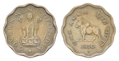 Индия 1 анна 1950 год-тип KM 3.1 медно-никель 1520-631