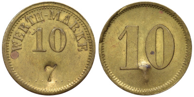 Германия 10 пфеннигов ND жетон стоимости, нотгельд латунь 4119-816
