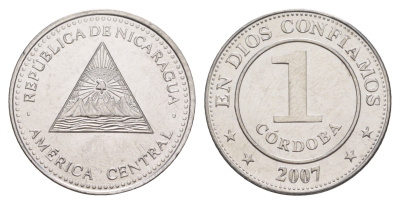 Никарагуа 1 кордоба 2007 KM 101 сталь плакированная никелем UNC 4641-357