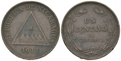 Никарагуа 1 сентаво 1915 KM 11 бронза 4615-851