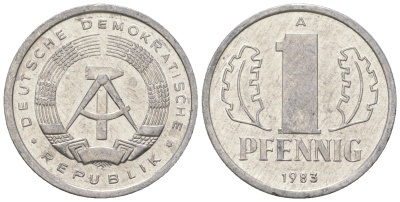 ГДР 1 пфенниг 1983 А KM 8.2 алюминий 4623-447