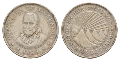 Никарагуа 50 сентаво 1939 KM 19.1 медно-никель 4641-322