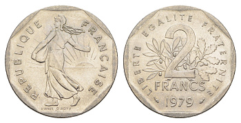 Франция 2 франка 1979 сеятель KM 942.1, Le Franc 272.3 никель 4543-216