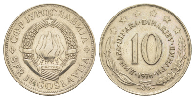 Югославия 10 динаров 1976 KM 62 медно-никель 4185-1135