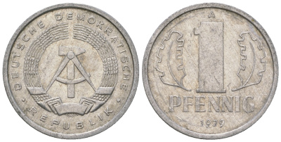 ГДР 1 пфенниг 1979 А KM 8.2 алюминий 4623-346