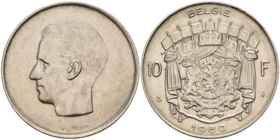 Бельгия 10 франков 1969 Belgie KM 156.1 никель    4187-441