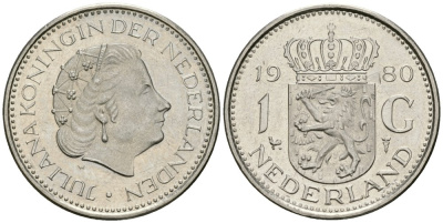 Нидерланды 1 гульден 1980 Юлиана (1948-1980) KM 184a никель 4579-611