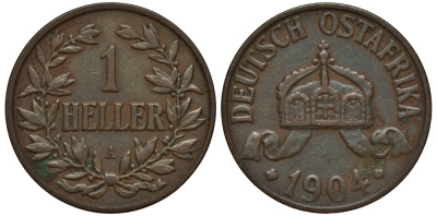 НЕМЕЦКАЯ АФРИКА 1 ГЕЛЛЕР 1904 А медь 413-3632
