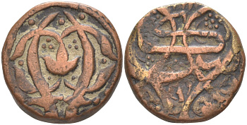 Афганистан 1 фалус АН1213 Kabul mint, Shah Zaman (AH1207-1216) (1793-1801), вес 10.37 гр. KM B53 (A53) медь 00-00